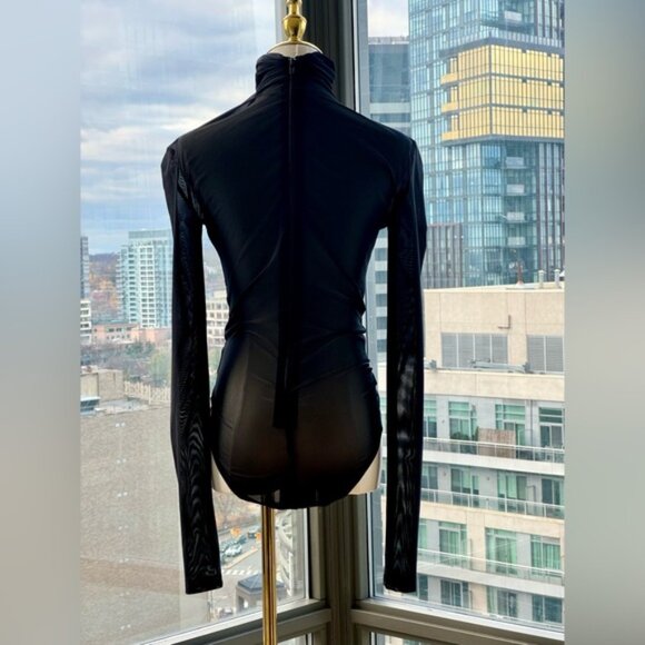 🆕 BRONX & BANCO 🧿 NWOT Gaia Mesh Long Sleeve Bodysuit, Black - Sz L / US 8 - Picture 9 of 16